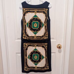 Lauren Ralph Lauren Size 12 Navy & Rope Sheath Dress Nautical Old Money Preppy